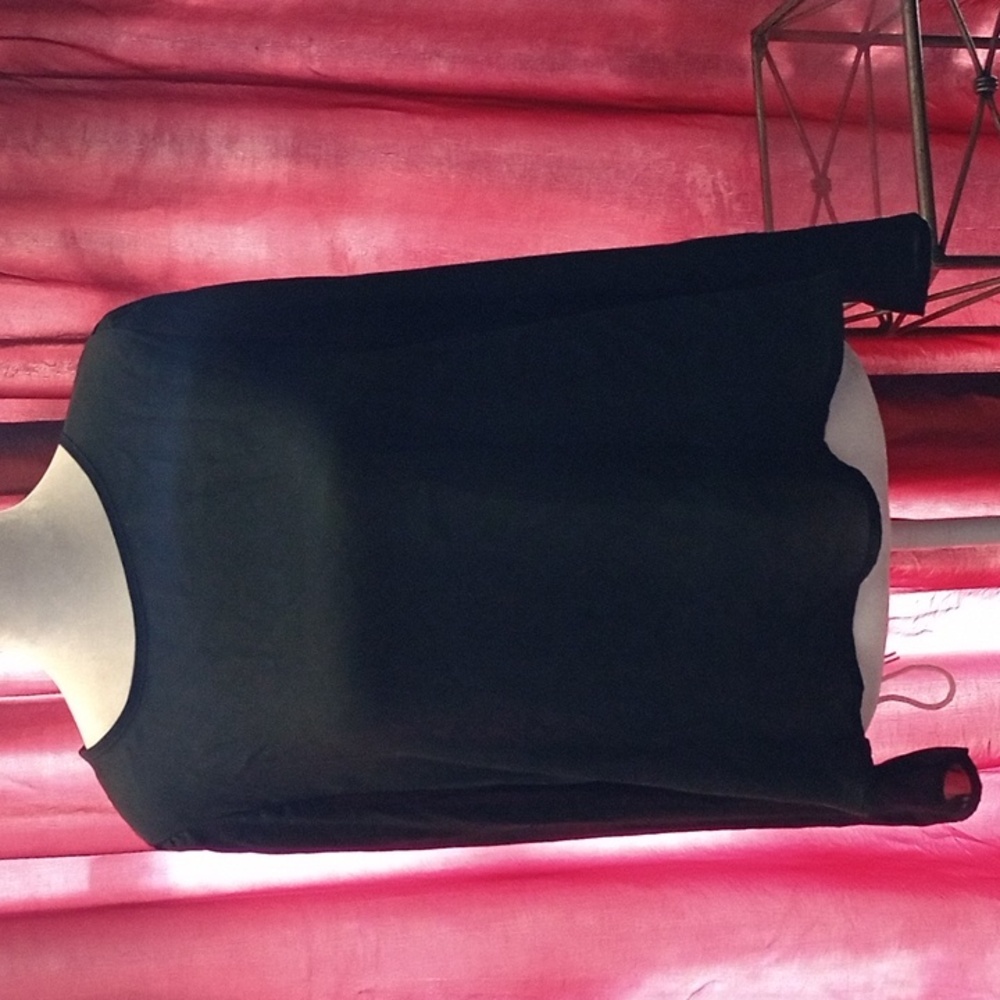 Shein long sleeve black blouse w/ lace cut out back